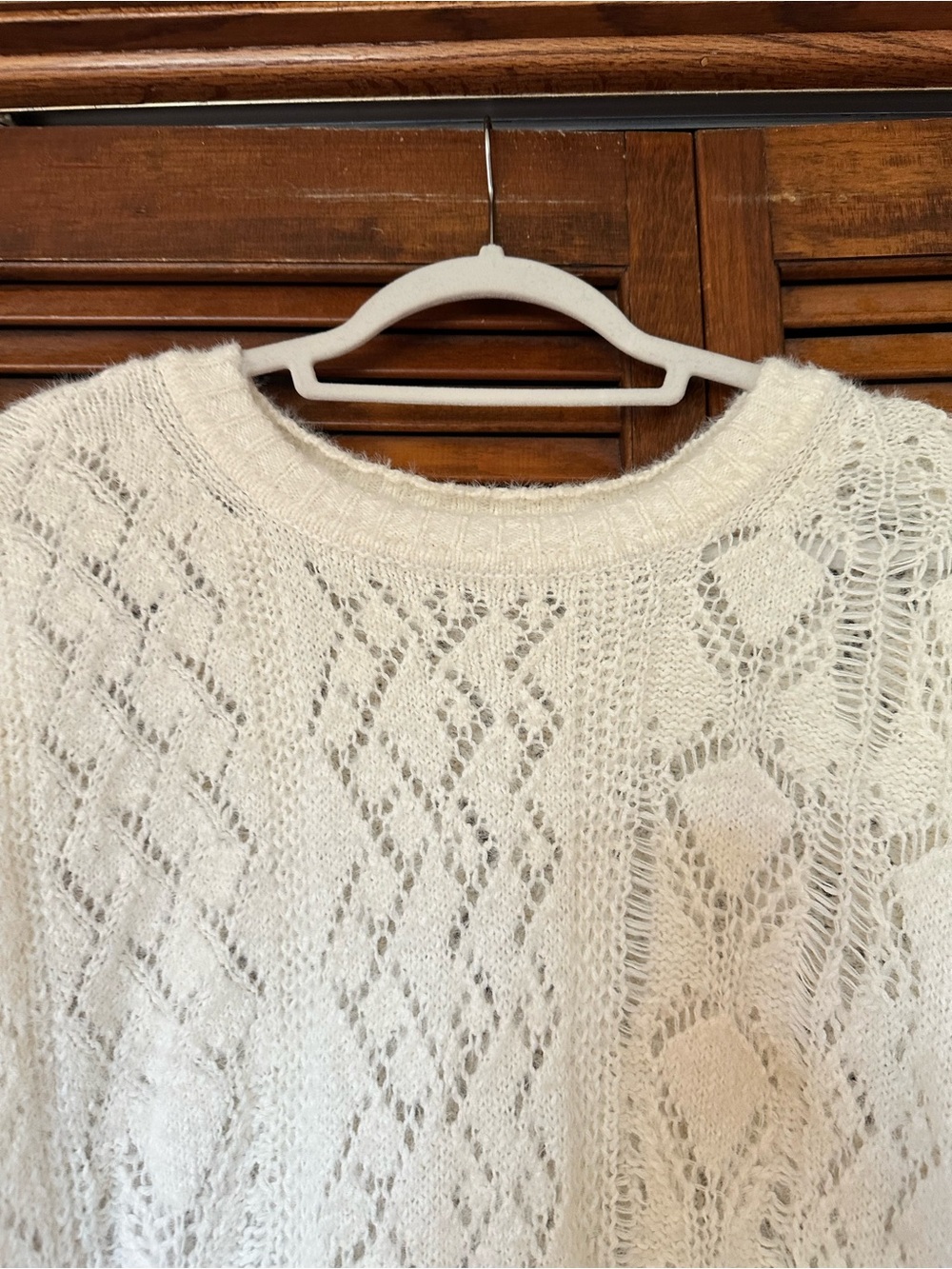 Pilcro for Anthropologie Cream Distress Stitch Longline Side Slit Sweater sz L - Picture 8 of 15